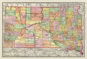 Vintage Map of South Dakota 1897