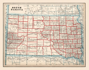 Vintage Map of South Dakota 1893
