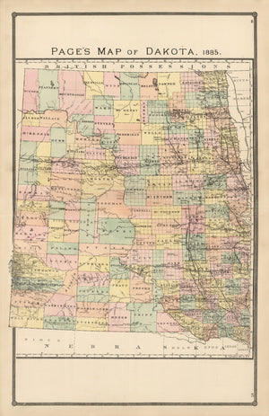 Vintage Map of Dakota Territory 1885