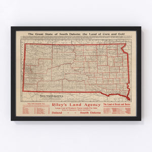 Vintage Map of South Dakota 1906