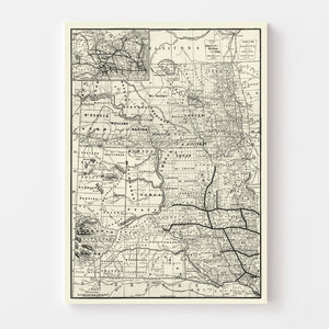 Vintage Map of Dakota Territory 1888