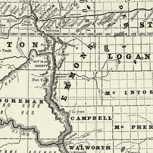 Vintage Map of Dakota Territory 1888