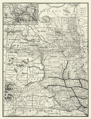 Vintage Map of Dakota Territory 1888