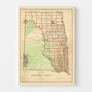 Dakota Territory Historic Map 1876