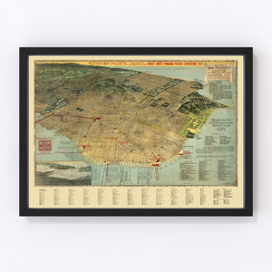 Vintage Map of San Francisco, California 1914