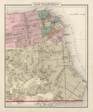 Vintage Map of San Francisco, California 1874
