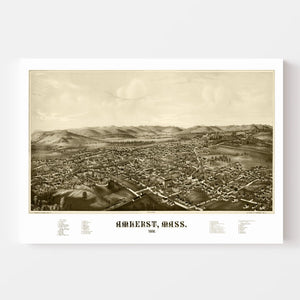 Vintage Map of Amherst, Massachusetts 1886