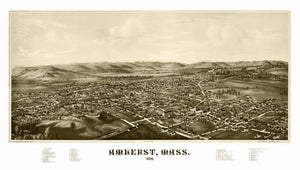 Vintage Map of Amherst, Massachusetts 1886