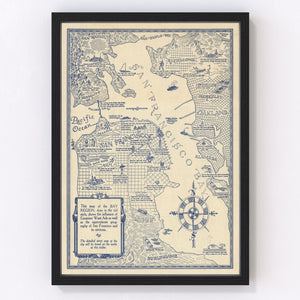 Vintage Map of San Francisco, California 1925