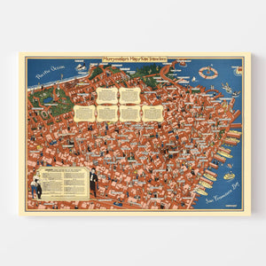 Vintage Map of San Francisco, California 1940