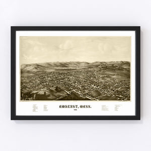 Vintage Map of Amherst, Massachusetts 1886