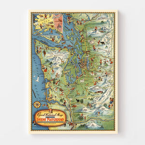 Vintage Map of Seattle, Washington 1936