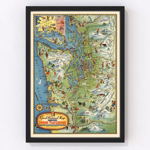 Vintage Map of Seattle, Washington 1936