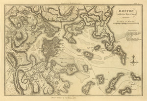 Vintage Map of Boston, Massachusetts 1807