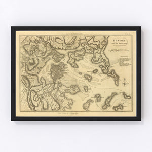 Vintage Map of Boston, Massachusetts 1807