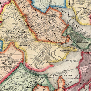 Vintage Map of Boston, Massachusetts 1852