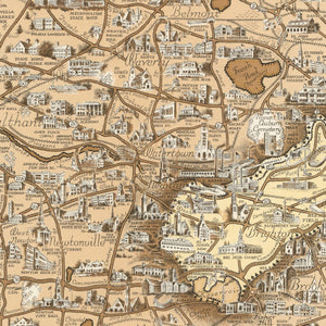 Vintage Map of Boston, Massachusetts 1938