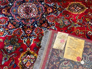 Red Persian Rug 6x9, Medallion Carpet, Ardebil Design, Vintage Belgium Power Loomed Carpet