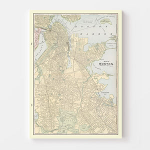 Vintage Map of Boston, Massachusetts 1901