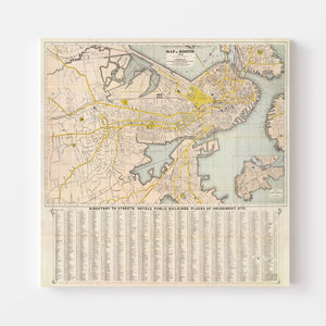 Vintage Map of Boston, Massachusetts 1872