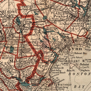 Vintage Map of Boston, Massachusetts 1905