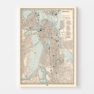 Vintage Map of Boston, Massachusetts 1893
