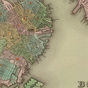 Vintage Map of Boston, Massachusetts 1838
