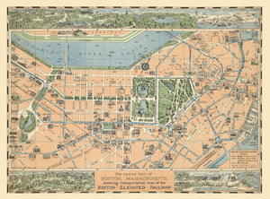 Vintage Map of Boston, Massachusetts 1930