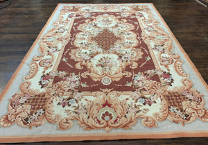 Vintage Needlepoint Rug 6x9, Aubusson Rug, Flatweave Wool Elegant Carpet, Medium Size, French European Design