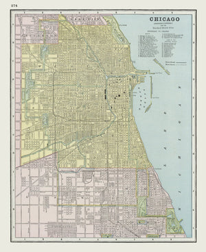 Vintage Map of Chicago, Illinois 1889