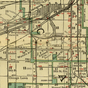Vintage Map of Chicago, Illinois 1924
