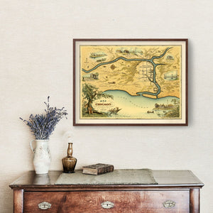 Vintage Map of Chicago, Illinois 1933