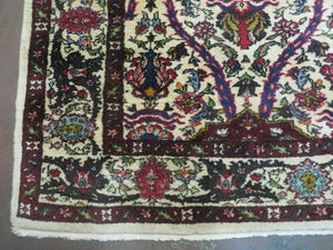 Antique Persian Tabriz Rug 8x12, Cream & Multicolor Room Sized Authentic Oriental Carpet, Wool Handmade Hand-Knotted Vintage Floral Rug 8 x 12 ft
