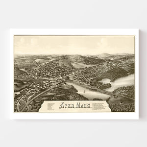 Vintage Map of Ayer, Massachusetts 1886