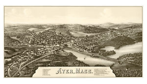 Vintage Map of Ayer, Massachusetts 1886