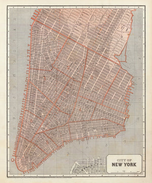 Vintage Map of New York City, New York 1845
