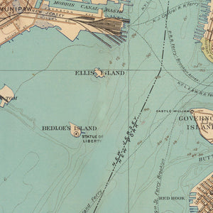 Vintage Map of New York Bay, New York 1891