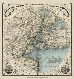 Vintage Map of New York City, New York 1891