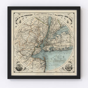 Vintage Map of New York City, New York 1891
