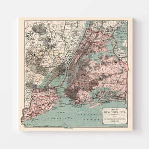 Vintage Map of New York City, New York 1897