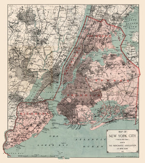 Vintage Map of New York City, New York 1897