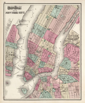 Vintage Map of New York City, New York 1873