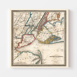 Vintage Map of New York City, New York 1836