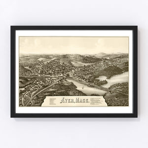 Vintage Map of Ayer, Massachusetts 1886