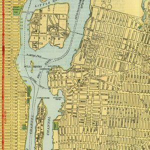 Vintage Map of New York City, New York 1918
