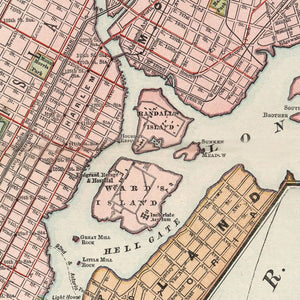 Vintage Map of New York City, New York 1892