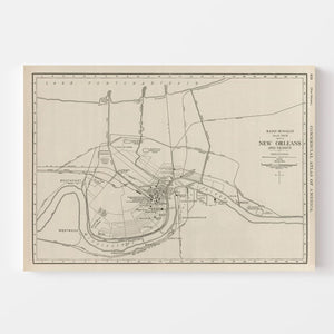 Vintage Map of New Orleans, Louisiana 1924