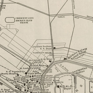 Vintage Map of New Orleans, Louisiana 1924