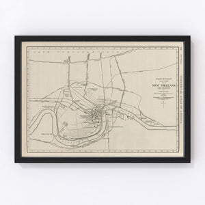 Vintage Map of New Orleans, Louisiana 1924