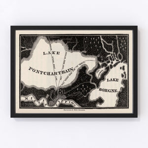 Vintage Map of New Orleans, Louisiana 1845